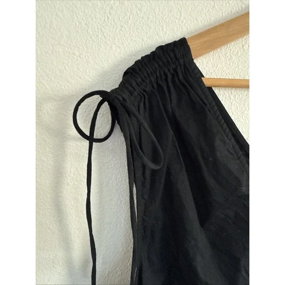 Old Navy Dress Womens XL Black‎ Maxi Sleeveless V Neck Tie Shoulder Smocked NWT - Picture 4 of 13